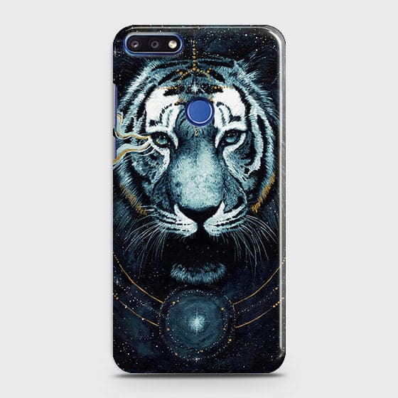 Huawei Y7 Prime 2018 Cover - Vintage Galaxy Tiger Printed Hard Case with Life Time Colors Guarantee - OrderNation