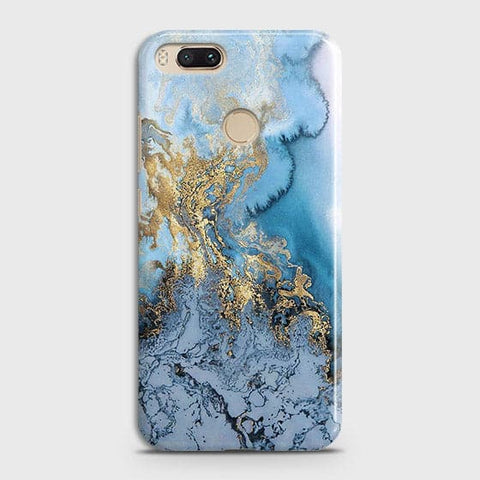 Xiaomi Mi A1 - Trendy Golden & Blue Ocean Marble Printed Hard Case with Life Time Colors Guarantee