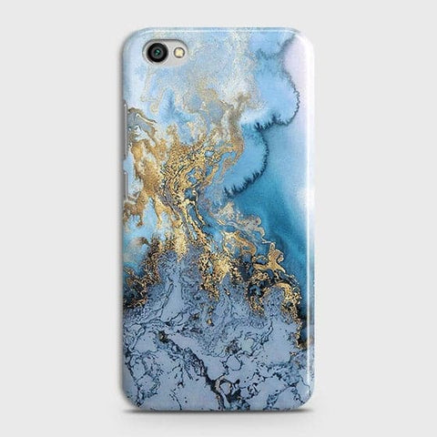 Xiaomi Redmi Note 5A - Trendy Golden & Blue Ocean Marble Printed Hard Case with Life Time Colors Guarantee