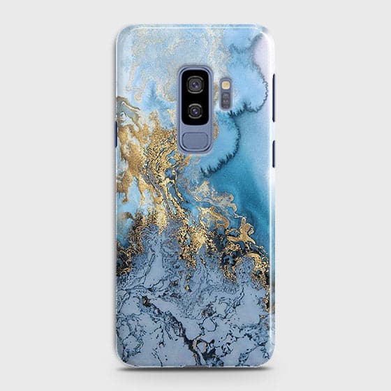 Samsung Galaxy S9 Plus - Trendy Golden & Blue Ocean Marble Printed Hard Case with Life Time Colors Guarantee - OrderNation