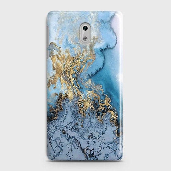 Nokia 3 - Trendy Golden & Blue Ocean Marble Printed Hard Case with Life Time Colors Guarantee
