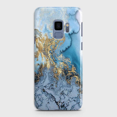 Samsung Galaxy S9 - Trendy Golden & Blue Ocean Marble Printed Hard Case with Life Time Colors Guarantee - OrderNation