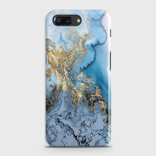 OnePlus 5 - Trendy Golden & Blue Ocean Marble Printed Hard Case with Life Time Colors Guarantee