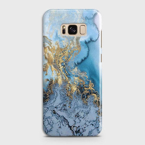 Samsung Galaxy S8 Plus - Trendy Golden & Blue Ocean Marble Printed Hard Case with Life Time Colors Guarantee - OrderNation