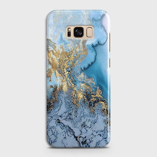 Samsung Galaxy S8 - Trendy Golden & Blue Ocean Marble Printed Hard Case with Life Time Colors Guarantee - OrderNation