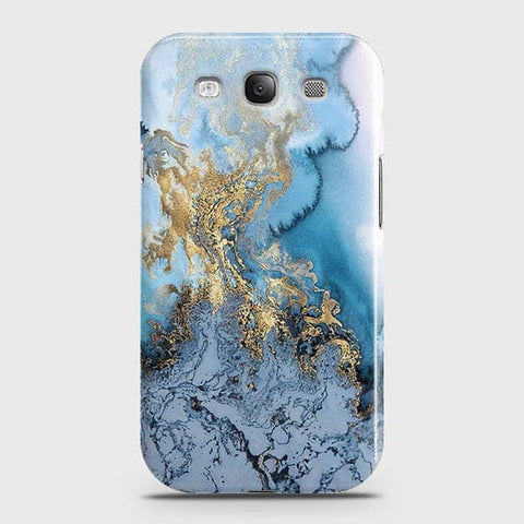 Samsung Galaxy S3 - Trendy Golden & Blue Ocean Marble Printed Hard Case with Life Time Colors Guarantee - OrderNation
