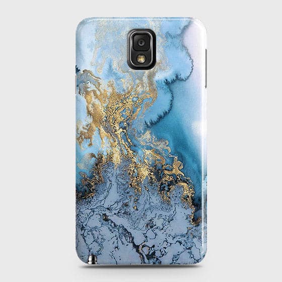 Samsung Galaxy Note 3 - Trendy Golden & Blue Ocean Marble Printed Hard Case with Life Time Colors Guarantee - OrderNation