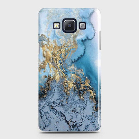 Samsung Galaxy A5 2015- Trendy Golden & Blue Ocean Marble Printed Hard Case with Life Time Colors Guarantee - OrderNation