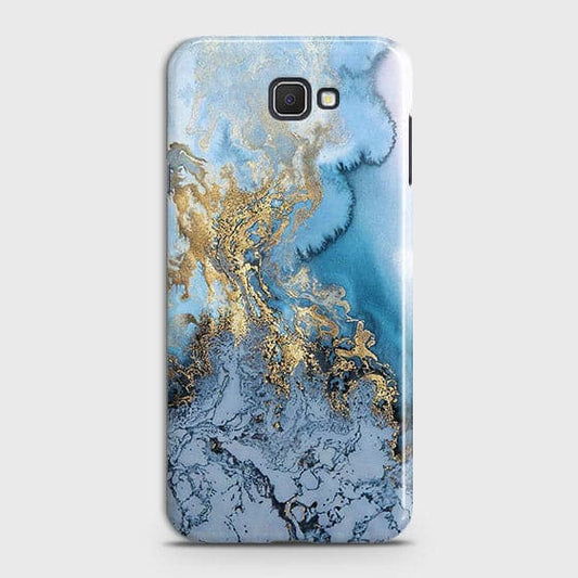 Samsung Galaxy J5 Prime - Trendy Golden & Blue Ocean Marble Printed Hard Case with Life Time Colors Guarantee - OrderNation