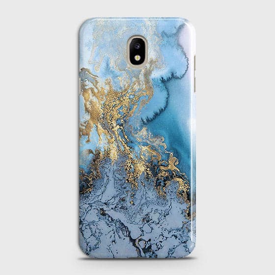 Samsung Galaxy J5 2017 - Trendy Golden & Blue Ocean Marble Printed Hard Case with Life Time Colors Guarantee - OrderNation