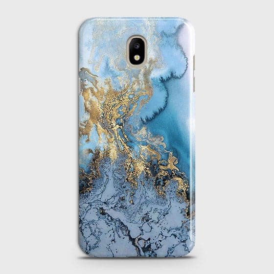 Samsung Galaxy J7 2017 - Trendy Golden & Blue Ocean Marble Printed Hard Case with Life Time Colors Guarantee - OrderNation