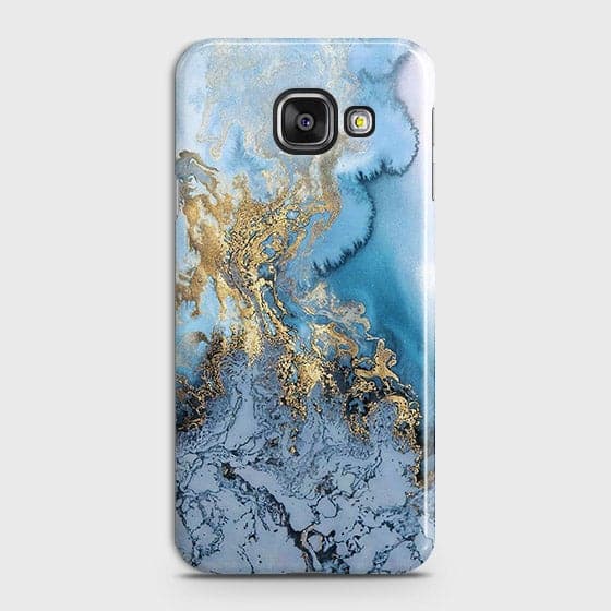 Samsung Galaxy J7 Max - Trendy Golden & Blue Ocean Marble Printed Hard Case with Life Time Colors Guarantee - OrderNation