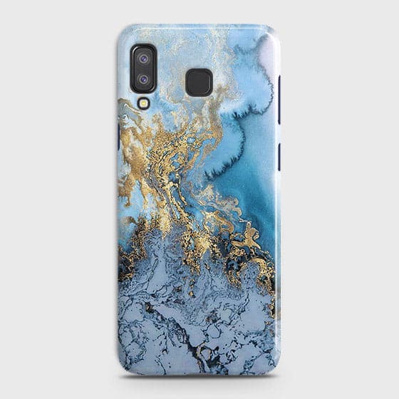 Samsung A8 Star - Trendy Golden & Blue Ocean Marble Printed Hard Case with Life Time Colors Guarantee - OrderNation