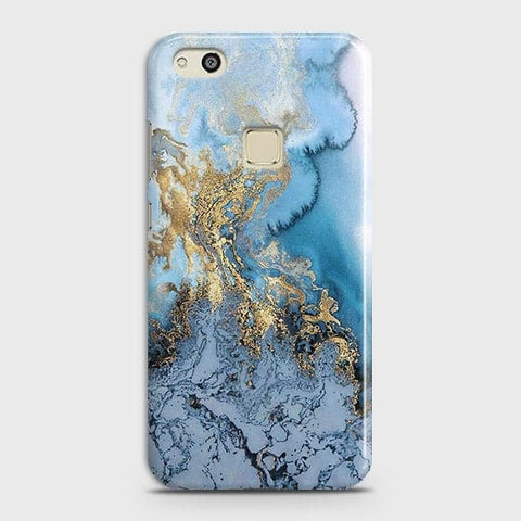 Huawei P10 Lite - Trendy Golden & Blue Ocean Marble Printed Hard Case with Life Time Colors Guarantee - OrderNation