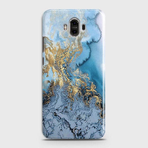 Huawei Mate 9 - Trendy Golden & Blue Ocean Marble Printed Hard Case with Life Time Colors Guarantee - OrderNation
