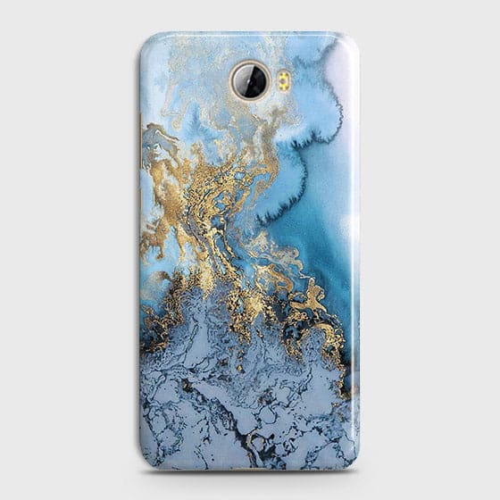 Huawei Y5 II - Trendy Golden & Blue Ocean Marble Printed Hard Case with Life Time Colors Guarantee - OrderNation