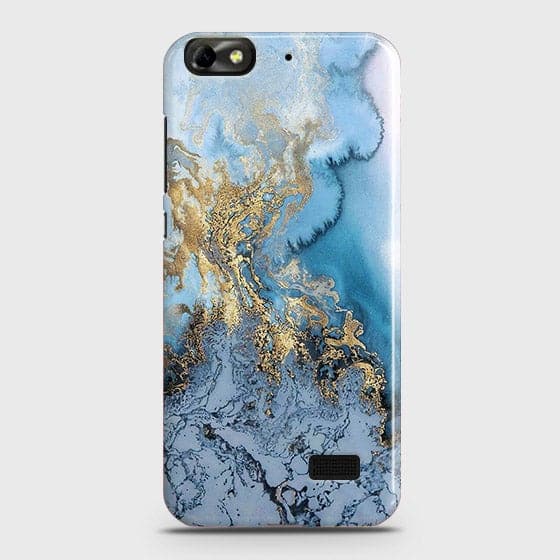 Huawei Honor 4C - Trendy Golden & Blue Ocean Marble Printed Hard Case with Life Time Colors Guarantee - OrderNation