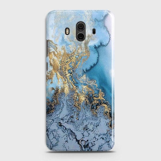 Huawei Mate 10 - Trendy Golden & Blue Ocean Marble Printed Hard Case with Life Time Colors Guarantee - OrderNation