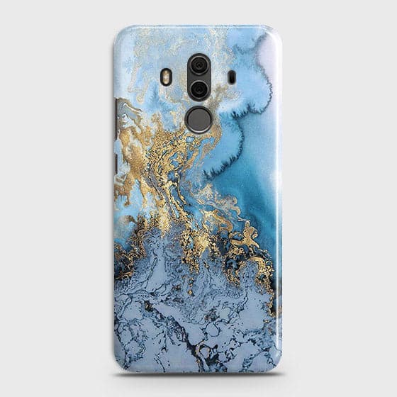 Huawei Mate 10 Pro - Trendy Golden & Blue Ocean Marble Printed Hard Case with Life Time Colors Guarantee - OrderNation