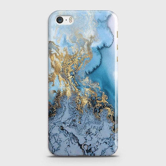 iPhone 5C - Trendy Golden & Blue Ocean Marble Printed Hard Case with Life Time Colors Guarantee - OrderNation