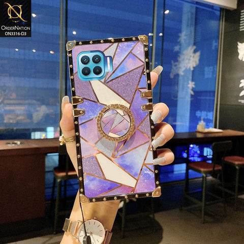 Oppo A73 Cover - Design 3 - Smart Mosaic Marble and Glitter Trunk Style Soft Case Without Strap