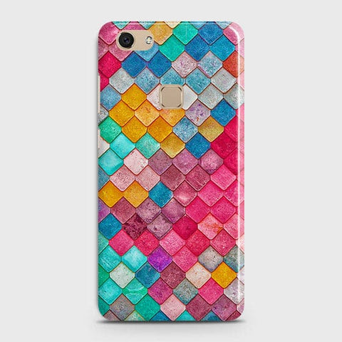 Vivo V7 Cover - Chic Colorful Mermaid Printed Hard Case with Life Time Colors Guarantee