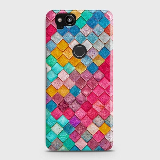Google Pixel 2 Cover - Chic Colorful Mermaid Printed Hard Case with Life Time Colors Guarantee