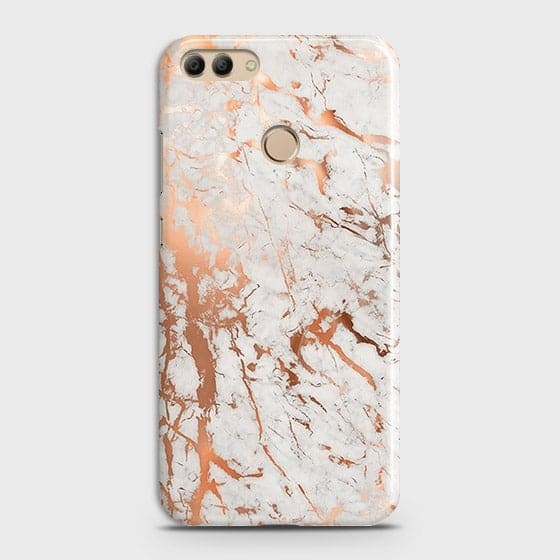 Huawei Y9 2018 Cover - In Chic Rose Gold Chrome Style Printed Hard Case with Life Time Colors Guarantee