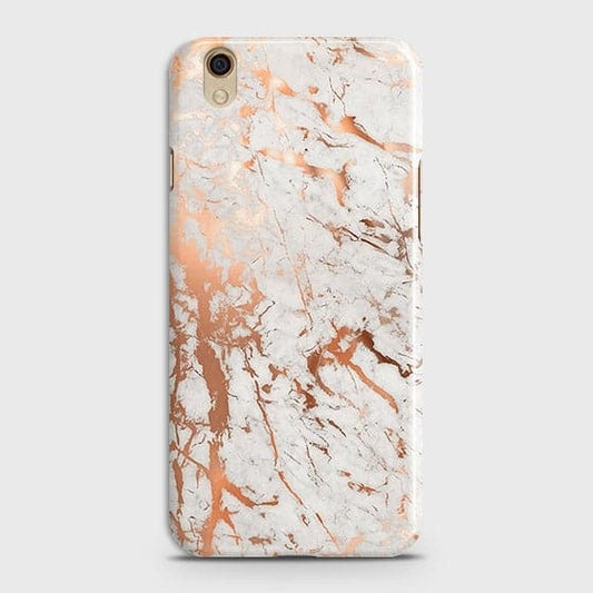 Oppo A37 Cover - In Chic Rose Gold Chrome Style Printed Hard Case with Life Time Colors Guarantee