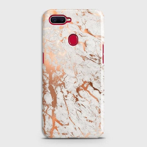 Oppo F9 Cover - In Chic Rose Gold Chrome Style Printed Hard Case with Life Time Colors Guarantee
