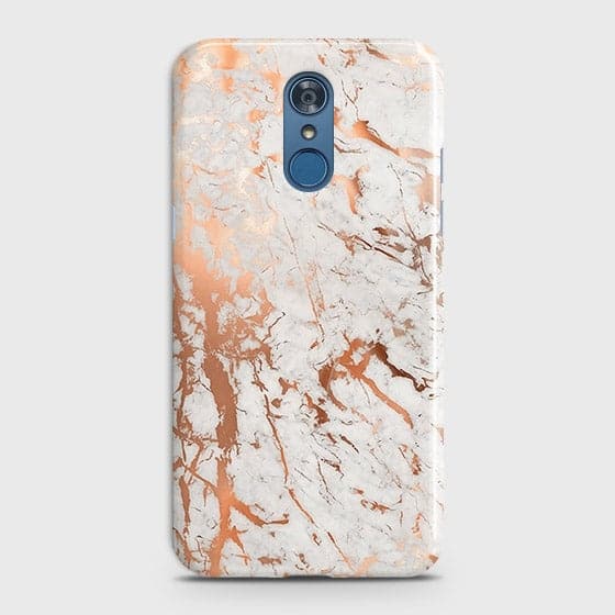 LG Q7 Cover - In Chic Rose Gold Chrome Style Printed Hard Case with Life Time Colors Guarantee