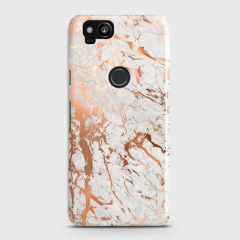 Google Pixel 2 Cover - In Chic Rose Gold Chrome Style Printed Hard Case with Life Time Colors Guarantee