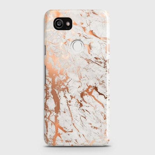 Google Pixel 2 XL Cover - In Chic Rose Gold Chrome Style Printed Hard Case with Life Time Colors Guarantee
