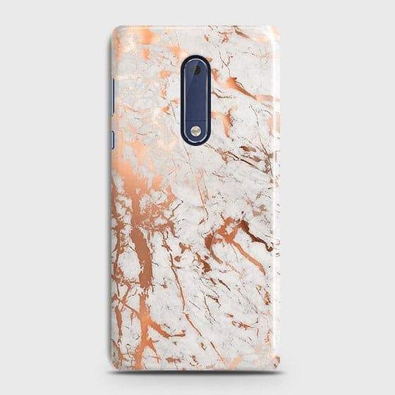 Nokia 5 Cover - In Chic Rose Gold Chrome Style Printed Hard Case with Life Time Colors Guarantee
