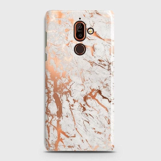 Nokia 7 Plus Cover - In Chic Rose Gold Chrome Style Printed Hard Case with Life Time Colors Guarantee