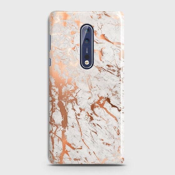Nokia Cover - In Chic Rose Gold Chrome Style Printed Hard Case with Life Time Colors Guarantee8