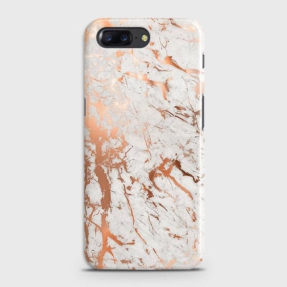 OnePlus 5 Cover - In Chic Rose Gold Chrome Style Printed Hard Case with Life Time Colors Guarantee