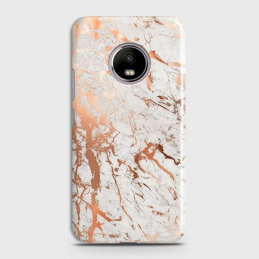 Motorola E4 Cover - In Chic Rose Gold Chrome Style Printed Hard Case with Life Time Colors Guarantee