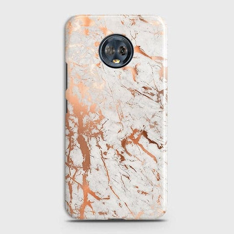 Motorola Moto G6 Plus Cover - In Chic Rose Gold Chrome Style Printed Hard Case with Life Time Colors Guarantee