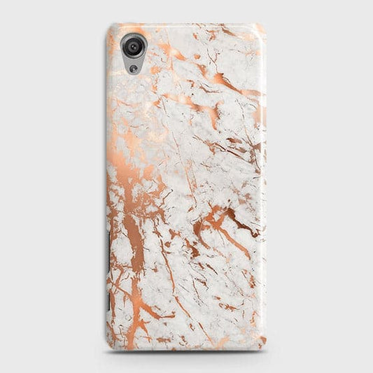 Sony Xperia XA Cover - In Chic Rose Gold Chrome Style Printed Hard Case with Life Time Colors Guarantee