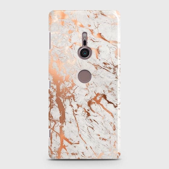 Sony Xperia XZ2 Cover - In Chic Rose Gold Chrome Style Printed Hard Case with Life Time Colors Guarantee
