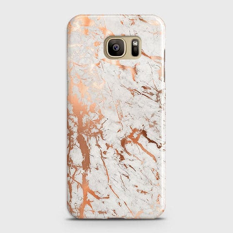 Samsung Galaxy S7 Cover - In Chic Rose Gold Chrome Style Printed Hard Case with Life Time Colors Guarantee
