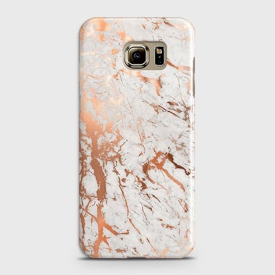 Samsung Galaxy S6 Cover - In Chic Rose Gold Chrome Style Printed Hard Case with Life Time Colors Guarantee