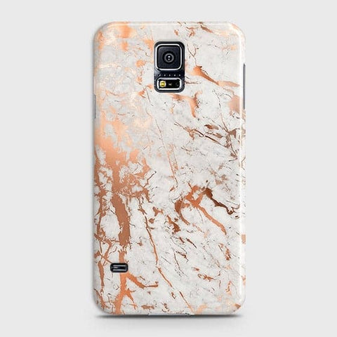 Samsung Galaxy S5 Cover - In Chic Rose Gold Chrome Style Printed Hard Case with Life Time Colors Guarantee