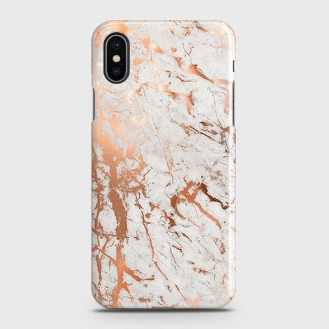 iPhone XS Cover - In Chic Rose Gold Chrome Style Printed Hard Case with Life Time Colors Guarantee
