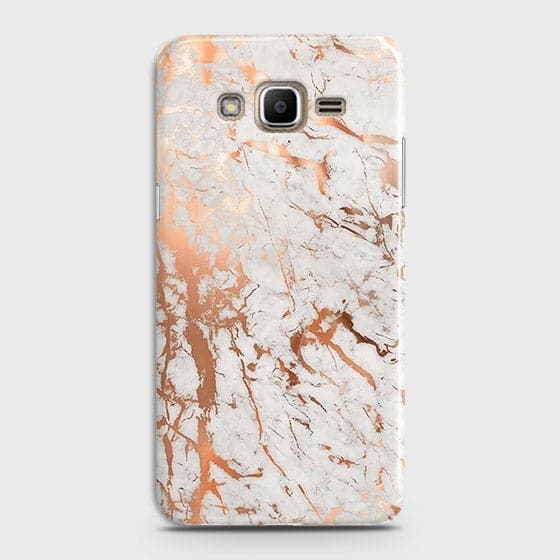 Samsung Galaxy J7 Cover - In Chic Rose Gold Chrome Style Printed Hard Case with Life Time Colors Guarantee