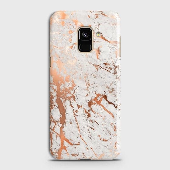 Samsung A8 Plus 2018 Cover - In Chic Rose Gold Chrome Style Printed Hard Case with Life Time Colors Guarantee