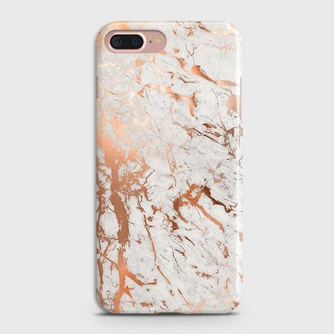 iPhone 7 Plus & iPhone 8 Plus Cover - In Chic Rose Gold Chrome Style Printed Hard Case with Life Time Colors Guarantee