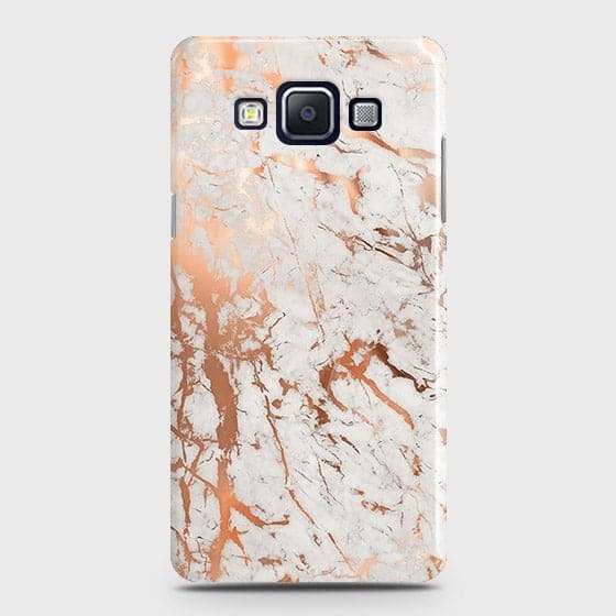 Samsung Galaxy E5 Cover - In Chic Rose Gold Chrome Style Printed Hard Case with Life Time Colors Guarantee