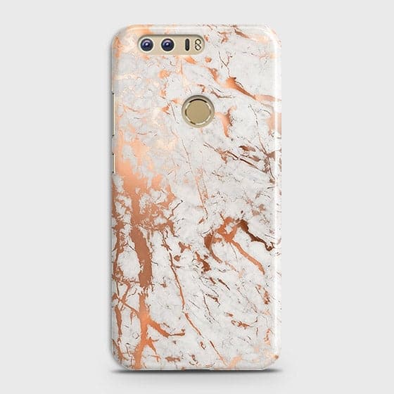 Huawei Honor 8 Cover - In Chic Rose Gold Chrome Style Printed Hard Case with Life Time Colors Guarantee